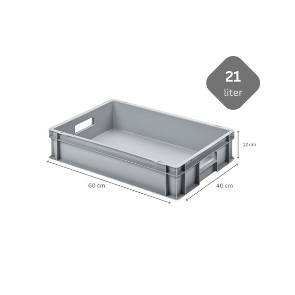 PROREGAL SparSet 10x Eurobehälter mit Offenem Griff und 1 x Transportroller Blau HxBxT 12 x 40 x 60 cm 21 Liter Eurobox Transportbox