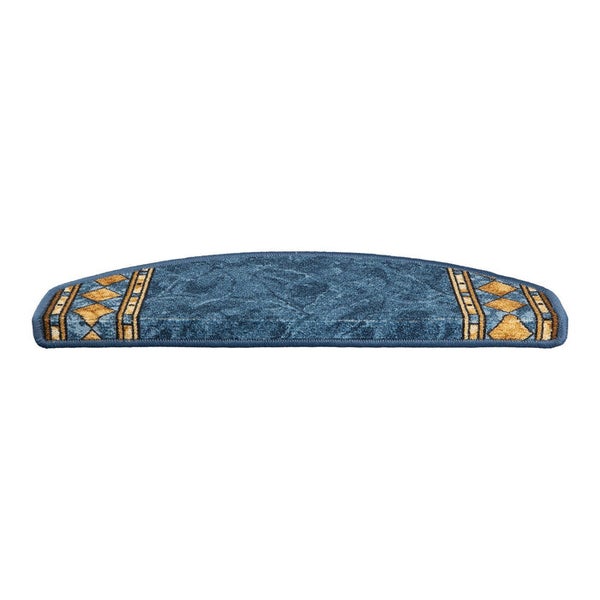 FLOORDIREKT Stufenmatte Rügen Selbstklebend Strapazierfähig Blau Halbrund 65 x 23,5 cm