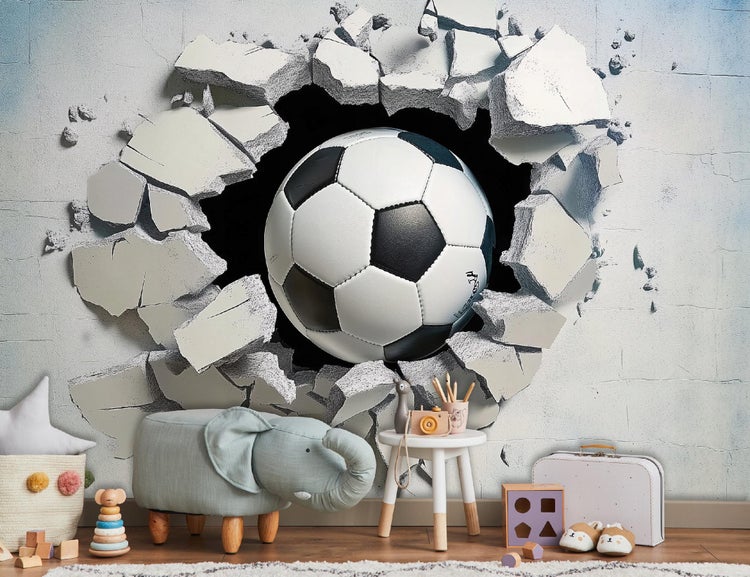 Fototapete Kinderzimmer Junge 3D Fußball Vlies Tapete 350x250 cm