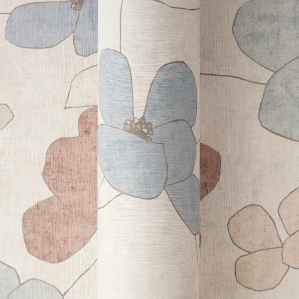 Vliestapete mit abstraktem floralen Muster in Textiloptik