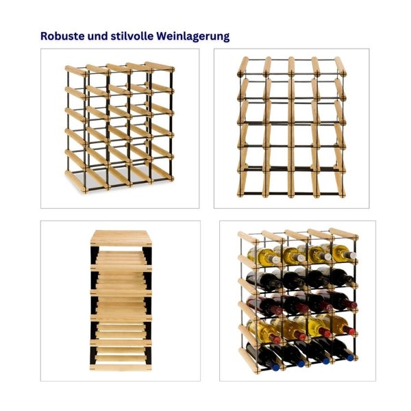 PROREGAL Modulares Weinregal Vinotega Mod Metal HxBxT 52,5 x 42,5 x 24,5 cm 4 x 5 Flaschen Massives Kiefernholz Natur