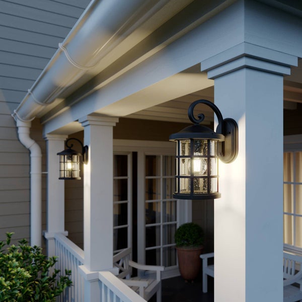 Lindby Wandleuchte außen (Laterne) Ankea (Retro, Vintage Antik) in Schwarz (1 flammig E27) - Außenwandleuchten Wandlampe Led Außenlampe Outdoor für Außenwand/Hauswand