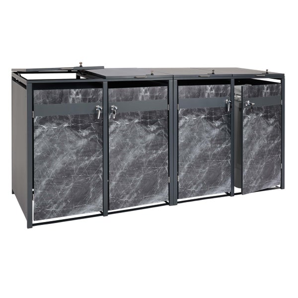 Mülltonnenbox für drei Mülltonnen mit Marmoroptik