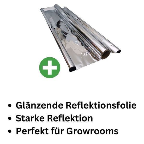 Glänzende Reflektionsfolie Mylar – 50 Mikron dick, 30 x 1,4 m – Lichtverstärkend & langlebig