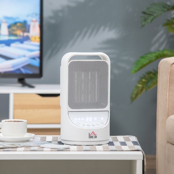 HOMCOM Heizgerät Heizlüfter 750W/1500W Keramik Elektroheizer mit 3 Stufen Warm 12-Stunden-Timer 45° Oszillation Heizer Heizung Wärme PBT Weiß