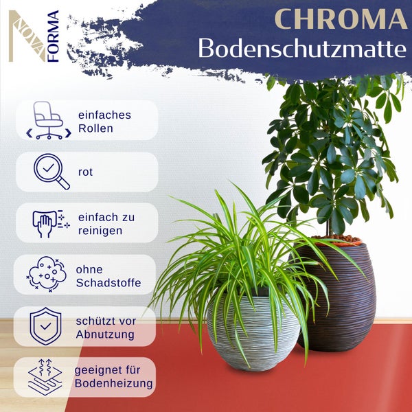 Bodenschutzmatte PE CHROMA - Rot - 90x120 cm - Hartboden - Bunte Schutzmatte als Unterlage für Bürostuhl