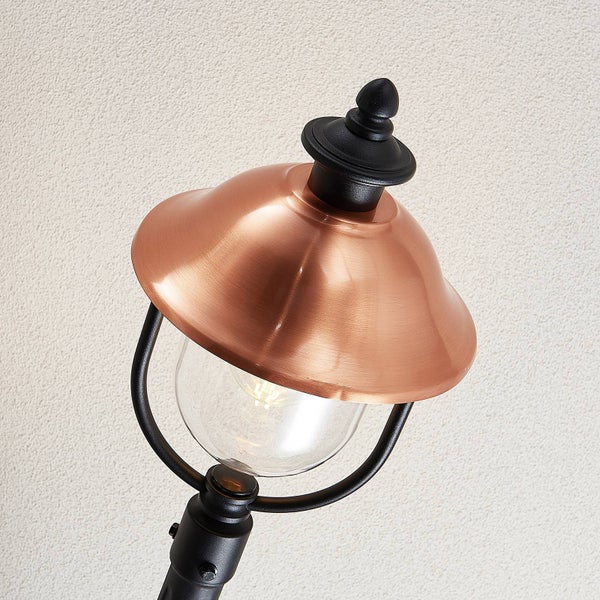 Lindby Mastleuchte außen Clint (spritzwassergeschützt (Retro, Vintage Antik) in Kupfer aus Aluminium (1 flammig E27) - Kandelaber Außenleuchte