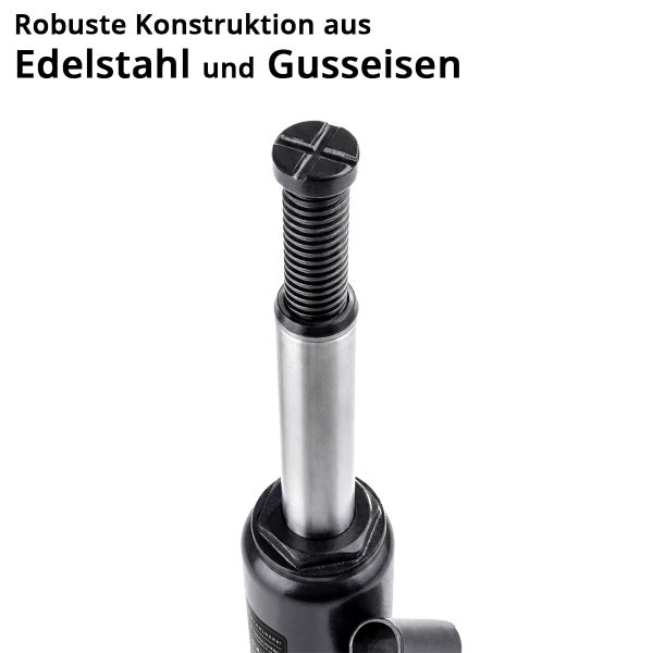 Robuste Konstruktion eines Wagenhebers aus Edelstahl und Gusseisen.
