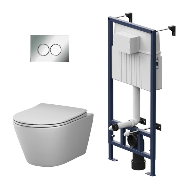 Vorwandelement mit Wand-Tiefspüler und Betätigungsplatte