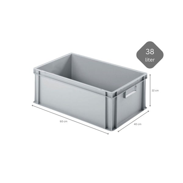 PROREGAL SuperSparSet 10x Eurobehälter mit Geschlossenem Griff und Scharnierdeckel HxBxT 22 x 40 x 60 cm 38 Liter Grau Eurobox Transportbox