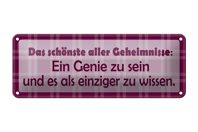 Blechschild Spruch 27x10cm Genie sein und es als einziger wissen