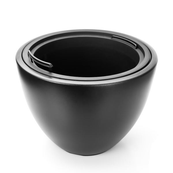 BigDean Blumentopf Modern ø 47 cm XL mit herausnehmbaren Innentopf anthrazit - wetterfeste Pflanzschale aus bruchsicherem Kunststoff - Pflanzkübel groß Außen & Innen geeignet