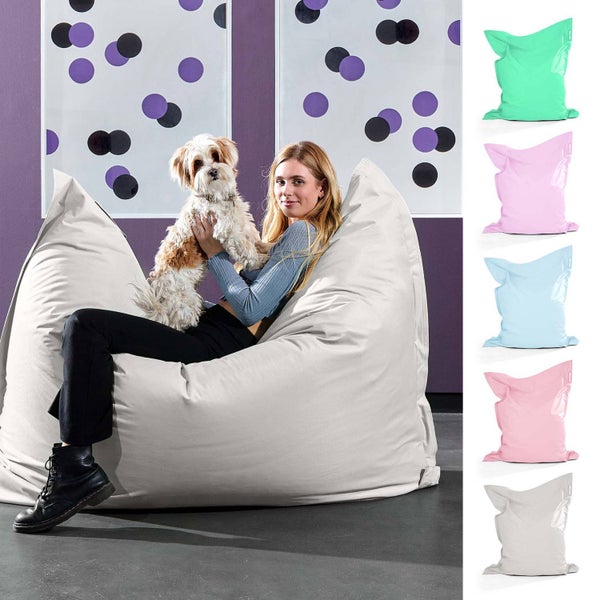Green Bean Outdoor Sitzsack XXL 140x180cm 380 Liter Kinder & Erwachsene Bean Bag EPS Perlen Füllung Riesensitzsack Groß Liegekissen Waschbar Wetterfest Lounge Chair Sitzkissen Bodenkissen Steingrau