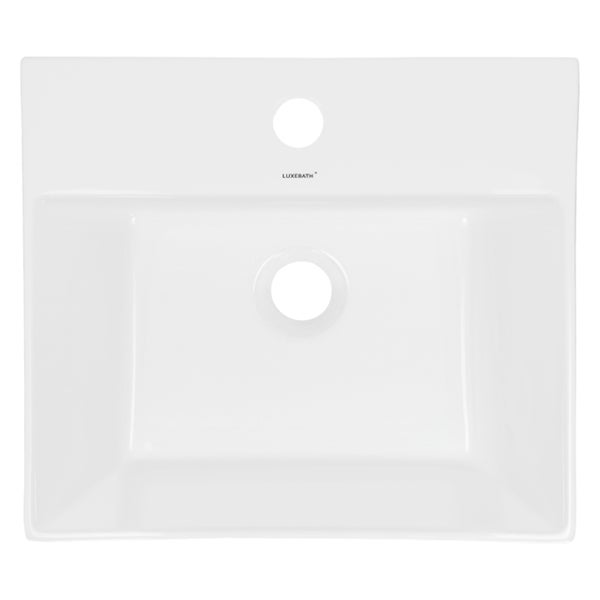 ECD Germany Waschbecken Waschtisch 415x360x130 mm Keramik Weiß Eckig + Wasserhahn Standard Chrom Eckig + Ablaufgarnitur Pop-Up Ventil Weiß, Aufsatzwaschbecken Aufsatzwaschtisch Waschschale Spülbecken