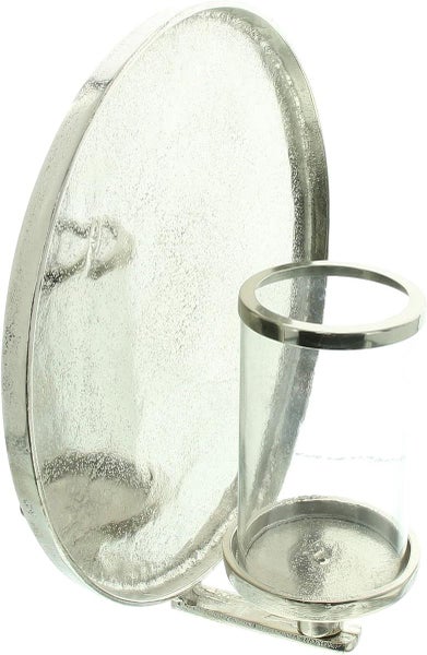 Dekoleidenschaft Wandkerzenhalter Noble, rund, aus Aluminium in Antik Optik, silber, Windlicht, Kerzenleuchter, Wanddeko, Kerzenwandhalter, Wandleuchter