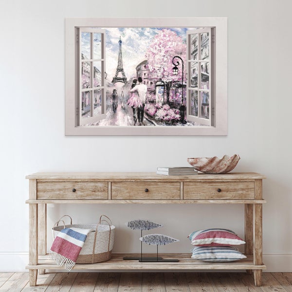 Bilder Fenster Paris Modern Leinwandbild Wohnzimmer 120X80 cm