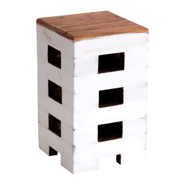 Hocker BRICK 48 Mahagoni Massivholz 06 weiß-landhaus