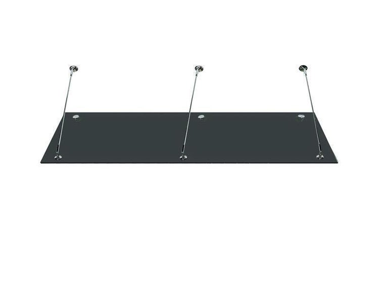 BuyLando (3STR) 200x900 cm Grauglas Glasvordach inkl. Edelstahlhalter gebürstet