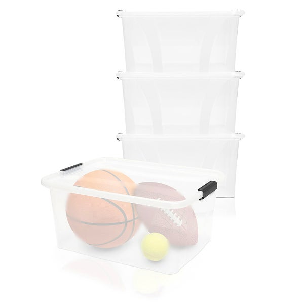 BigDean 3er Set Aufbewahrungsbox mit Deckel transparent - 32L + Clipverschluss - Stapelbox Ordnungsbox Clipbox Lagerbox Box mit Deckel Storage Boxes - Klarsichtbox mit Deckel – stapelbar