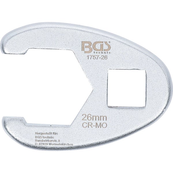 BGS Hahnenfußschlüssel Antrieb Innenvierkant 12,5 mm (1/2) SW 26 mm - 1757-26