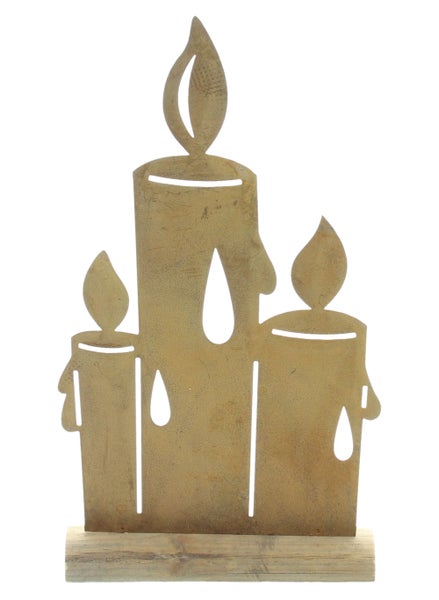 FRANK FLECHTWAREN | Metalldeko Kerzen, 15 x 5 x 26,5 cm, METALL, HOLZ