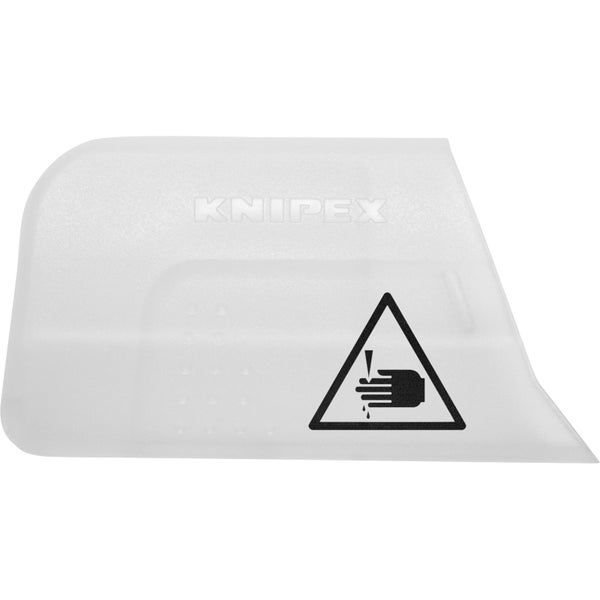 Knipex Messerschutz mit Knipex Logo und Warnsymbol vor Handverletzungen durch scharfe Klingen.