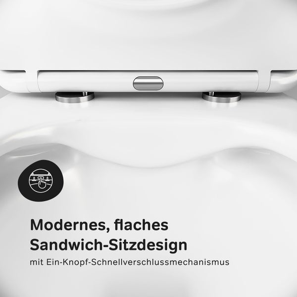 AM.PM Wand-WC Set Tiefspüler offener Spülrand weiß glänzend mit WC-Sitz , Vorwandelement und Betätigungsplatte chrom IIS90151.XA1700