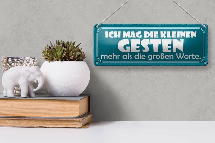 Blechschild Spruch 27x10cm kleinste Gesten die großen Worte Dekoration