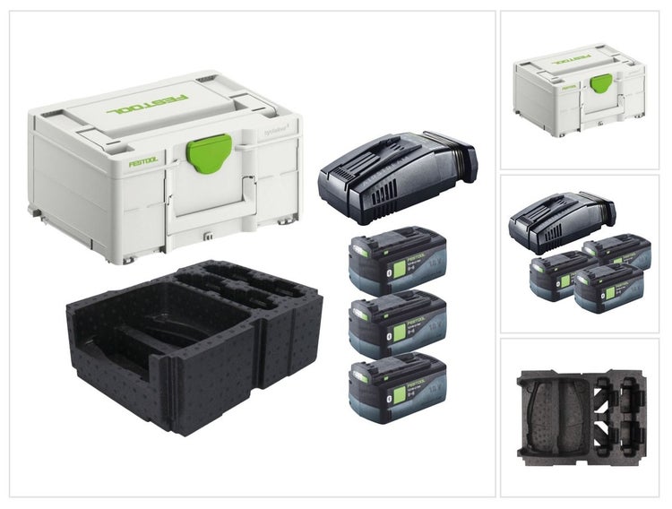 Festool Energie Set 3x BP 18 Li 5,0 ASI EU Akkupack 18 V 5,0 Ah ( 3x 577660 ) + SCA 16 Schnellladegerät 10,8 V - 18 V ( 576953 ) + Systainer