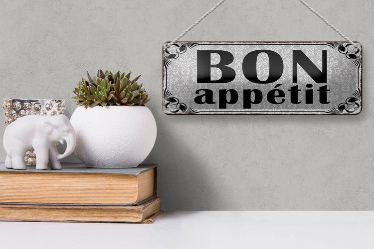 Blechschild Spruch 27x10cm Bon appetit Dekoration
