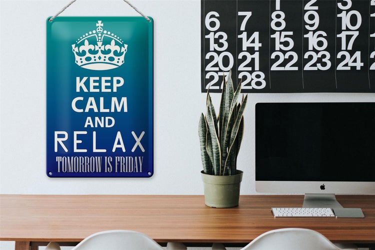 Blechschild Spruch 20x30cm Keep Calm and relax is Friday