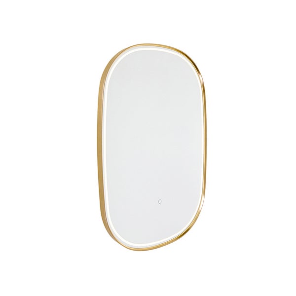 Rechteckiger Spiegel mit abgerundeten Ecken und LED-Beleuchtung