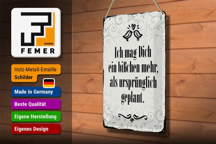 Blechschild Spruch 20x30cm ich mag dich ein bißchen mehr