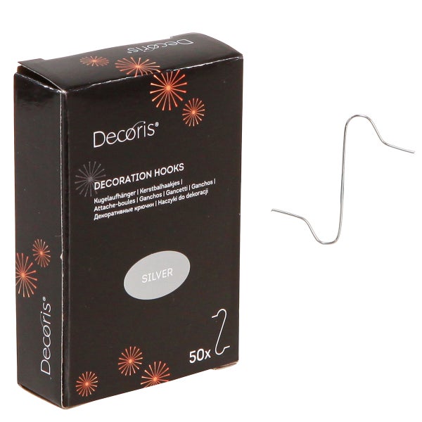 Packung silberne Dekorationshaken mit 50 Stück