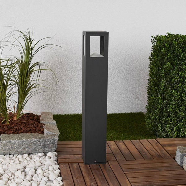 Lucande LED Außenleuchte Nicola (spritzwassergeschützt (Modern) in Schwarz aus Aluminium (1 flammig, ) - Wegeleuchte Pollerleuchte Wegelampe Sockelleuchte