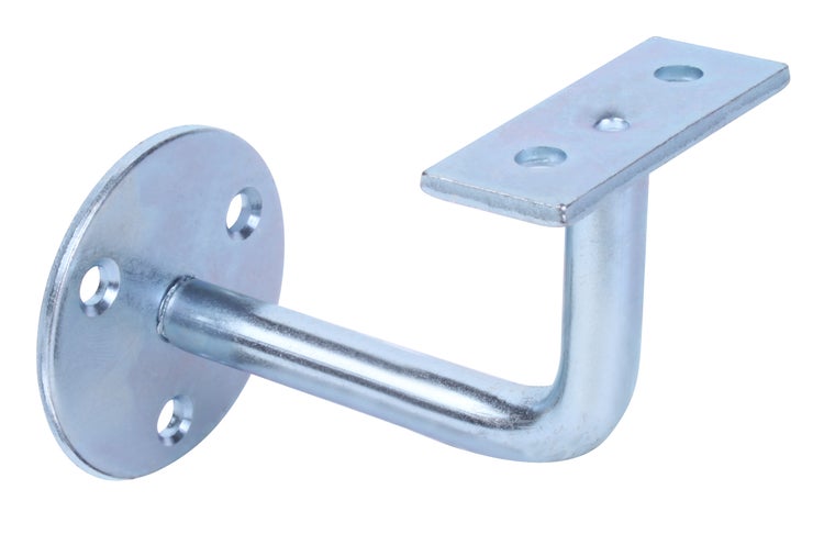 Handlaufhalter aus Metall mit runder Wandplatte und Montageplatte zur Befestigung von Handläufen
