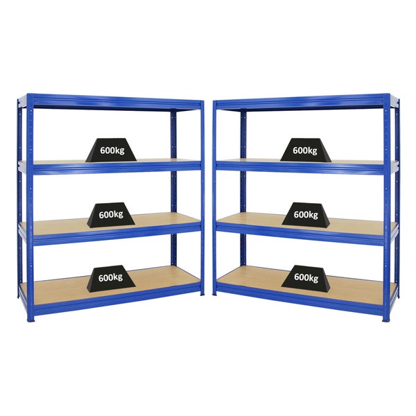 PROREGAL Mega Deal 2x Schwerlastregal Dino HxBxT 180 x 160 x 60 cm Fachlast 600 kg Blau