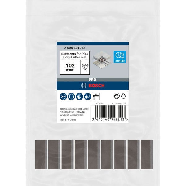 Bosch Segmente für Kernbohrer, 102 mm Durchmesser