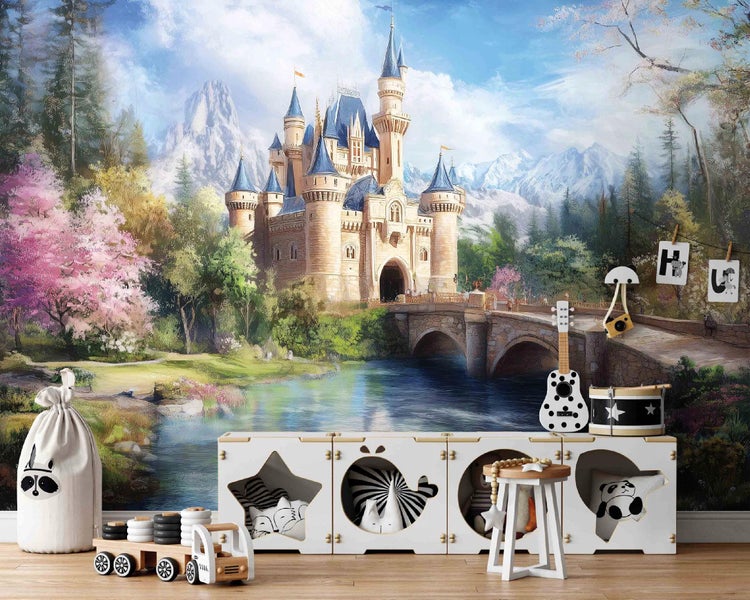 Fototapete Kinderzimmer Mädchen Schloss Märchen Tapete Kinder 350x250 cm