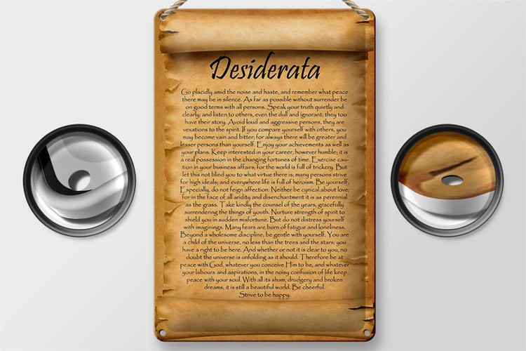 Blechschild Spruch 20x30cm Desiderata Gedicht Englisch