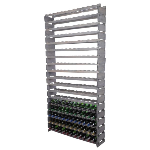Weinregal VINOTECA FLEX PRO HxBxT 247x123x28cm 216 Flaschen auf 18 Ebenen Massives Kiefernholz Grau