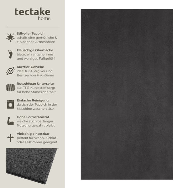 Kurzflorteppich tectake rutschfeste Unterseite verschiedene Größen und Farben 80 x 150 cm