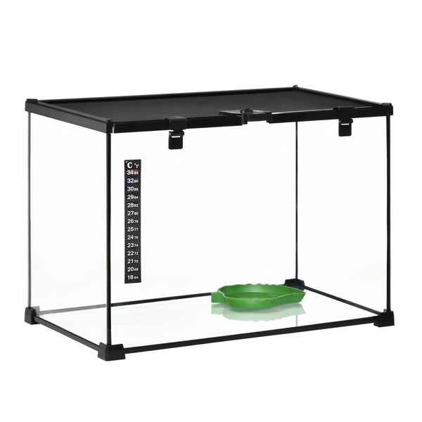 PawHut Reptile Box, 50L x 30B x 35H cm, Glas, Metall, Schwarz