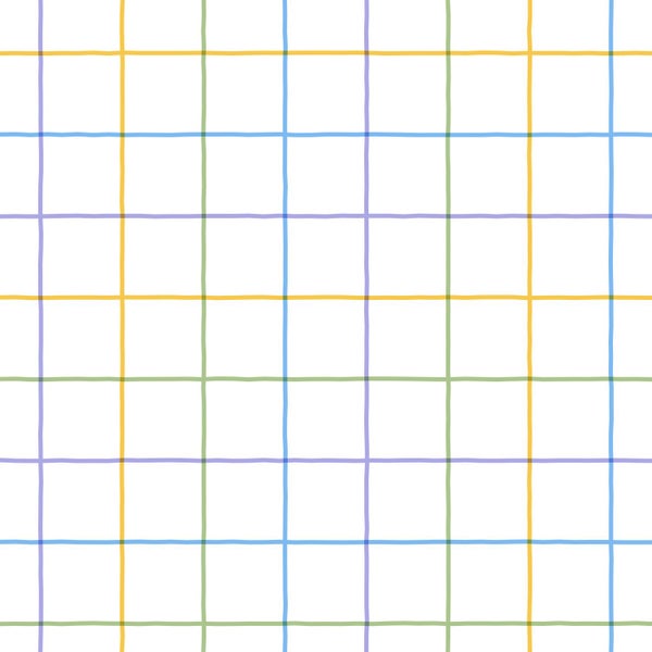 Tapete mit buntem Gittermuster aus feinen, handgezeichneten Linien.