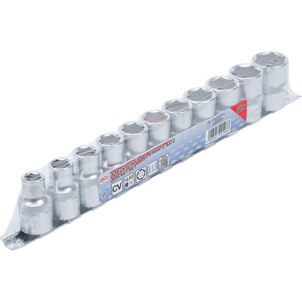 BGS Steckschlüssel-Einsatz-Satz Sechskant Antrieb Innenvierkant 12,5 mm (1/2) SW 10 - 21 mm 11tlg. - 9106