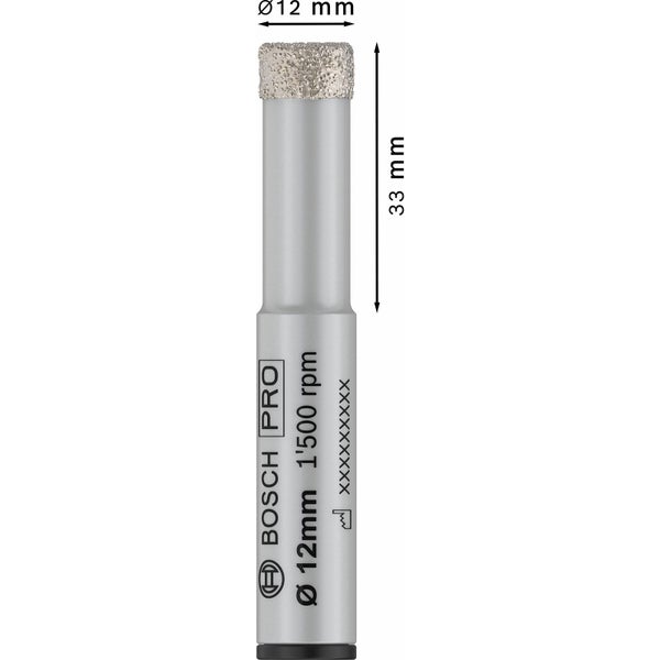 Bosch Pro Fliesenbohrer mit 12 mm Durchmesser und einer Länge von 33 mm.