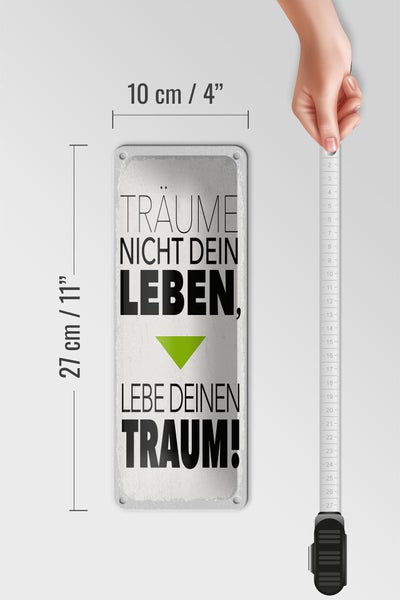 Blechschild Spruch Leben lebe deinen Traum 27x10cm