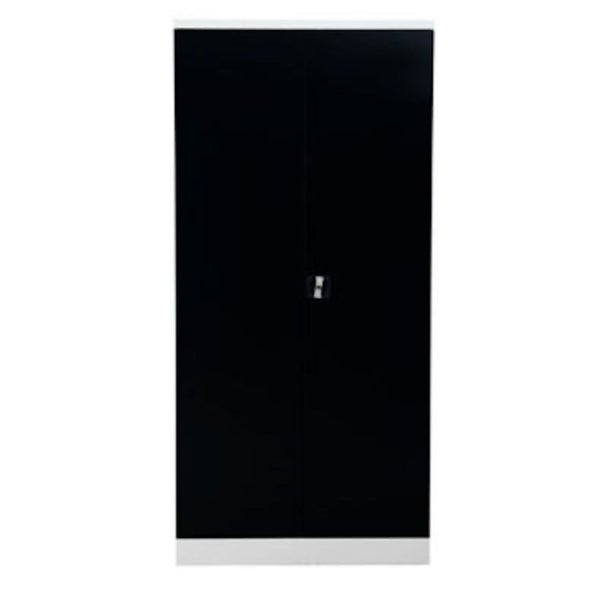 PROREGAL Stahlschrank Bee 9 Fachböden HxBxT 195 x 92 x 42 cm Pulverbeschichtetes Fachbodenmaterial Weiß & Schwarz