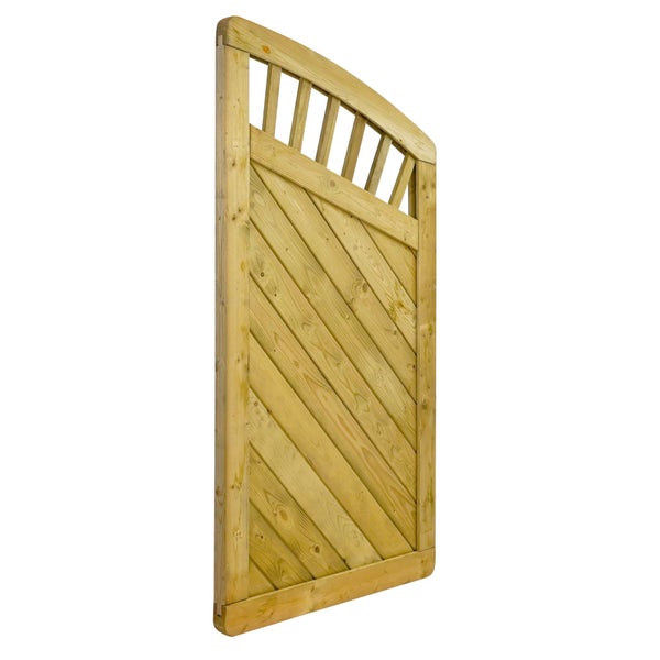 Holzzaun-Gartentür mit Latten und diagonalen Brettern