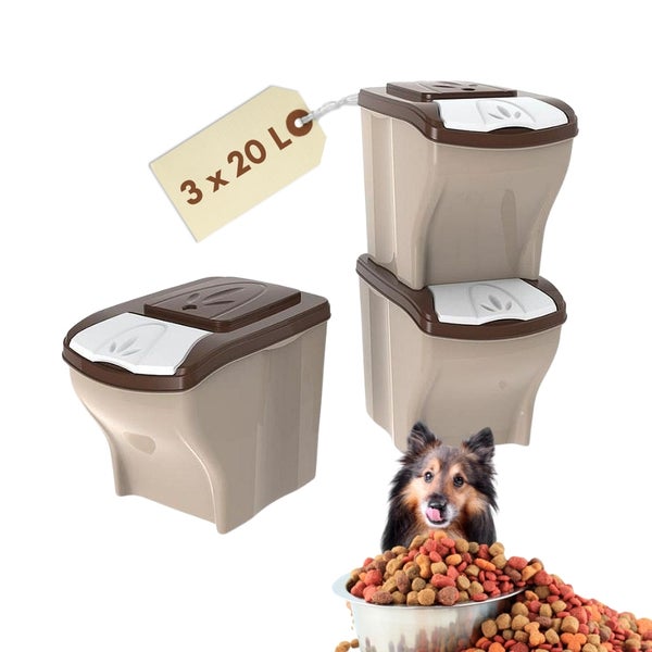 3x Hundefutter Aufbewahrung Futtertonne Katze Futtertonne Hund Tierfutterbehälter Trockenfutter Aufbewahrung Futterbox Hund Hundefutter Box 3 x 20 L 60 L